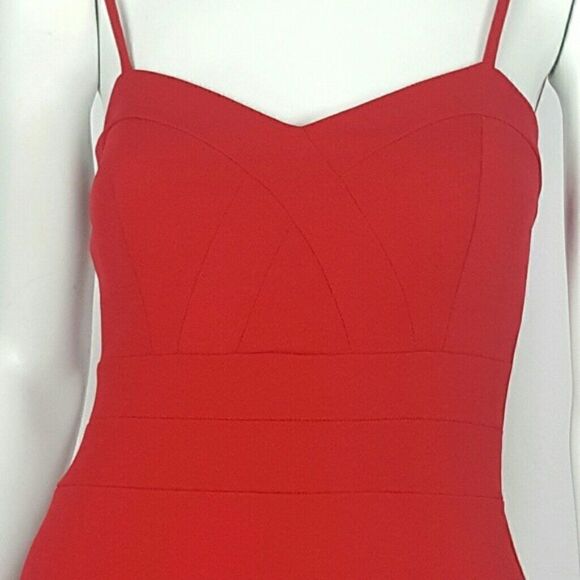 PRIVY Women's Midi Sheath Dress Spaghetti Strap Color Red - Picture 6 of 8